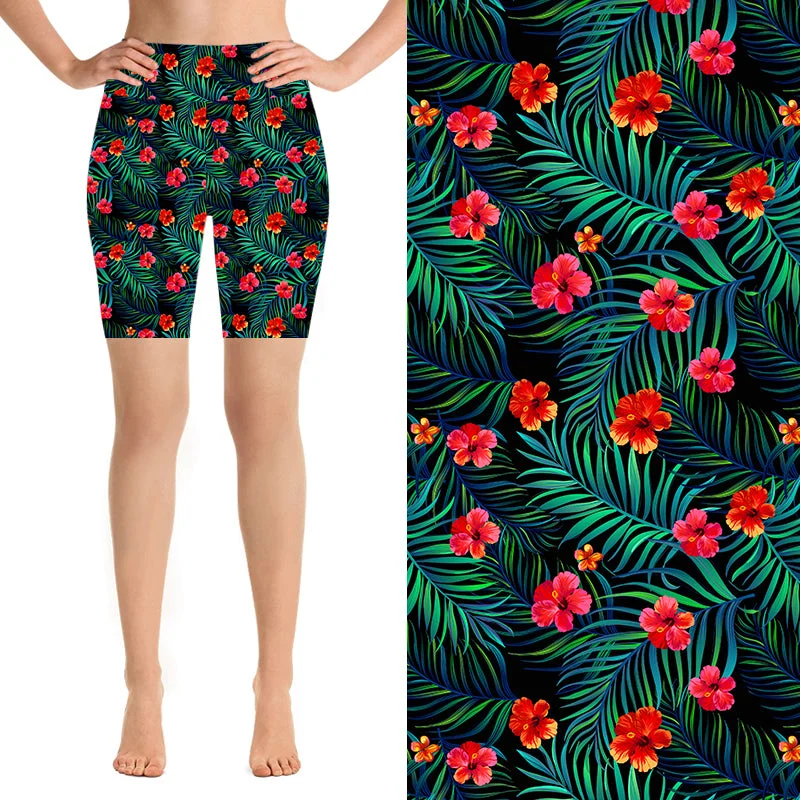 24/7 Biker Shorts - Hawaiian Flowers