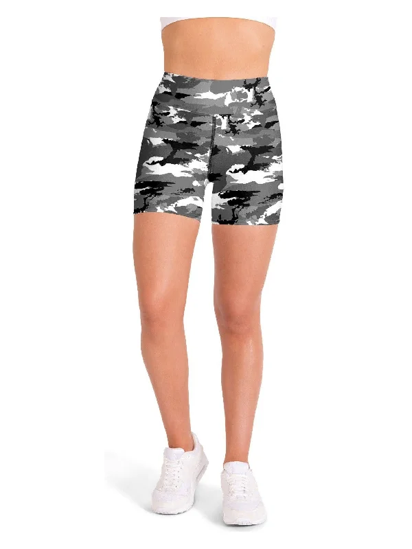 Black & White Camo Yoga Shorts