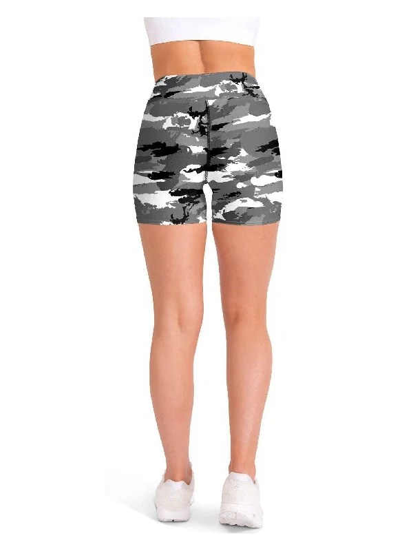 Black & White Camo Yoga Shorts