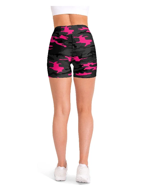 Dark Pink Camo Yoga Shorts