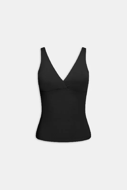 DAYFLEX BUILT-IN SUPPORT V NECK FULL LENGTH VEST - SHADOW BLACK