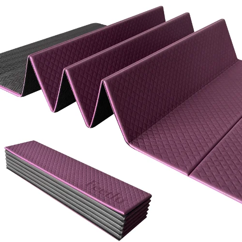 Foldable Exercise Yoga Mat  6mm (1/4"") - DK Purple/Black