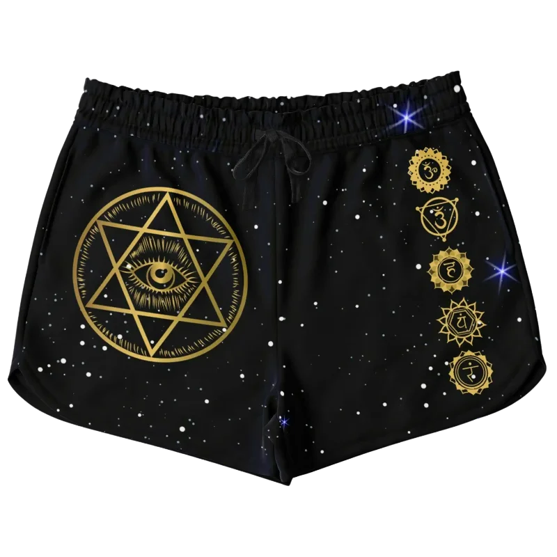 GOLDEN STAR OF DAVID MYSTICAL LOOSE YOGA SHORTS