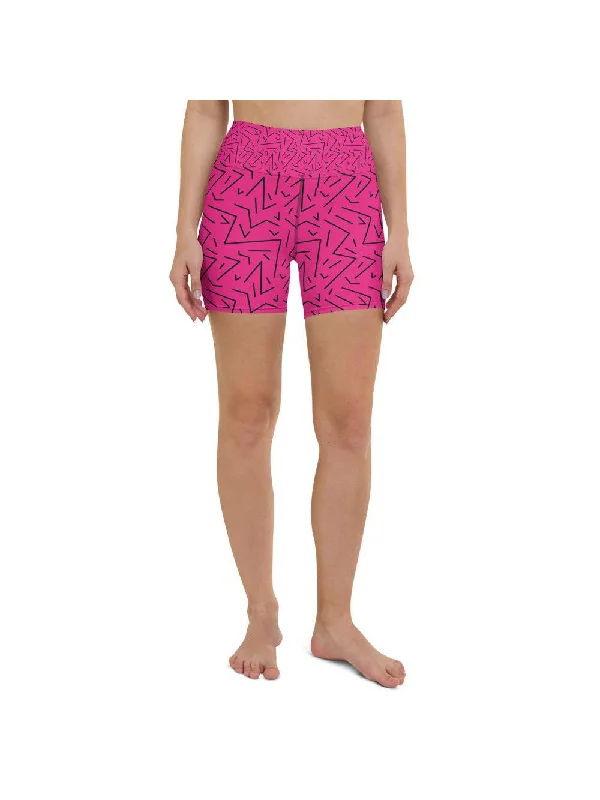 Pink Black Line Yoga Shorts