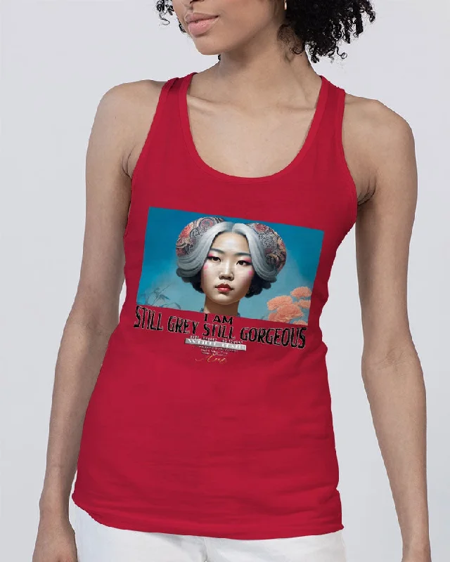 Promoting Asian women with silver grey Unisex Jersey Tank | Bella + Canvas