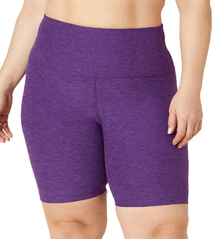 Beyond Yoga Plus Size Spacedye High Waisted Biker Shorts Purple Dahlia Heather