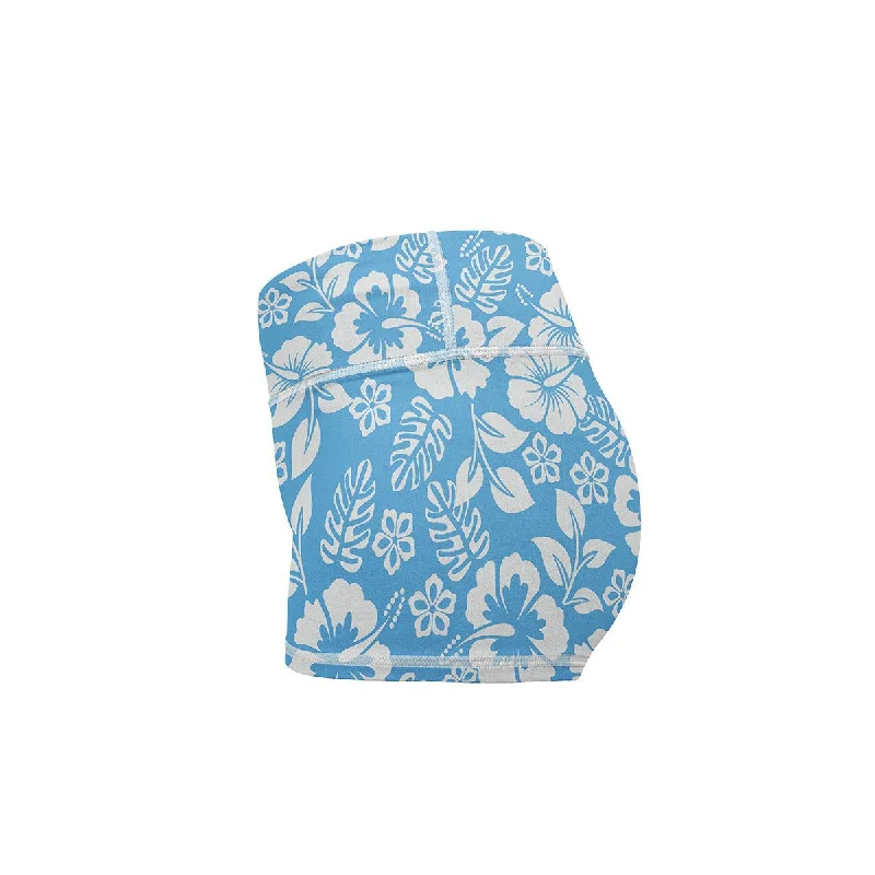 Blue Bloom Yoga Shorts