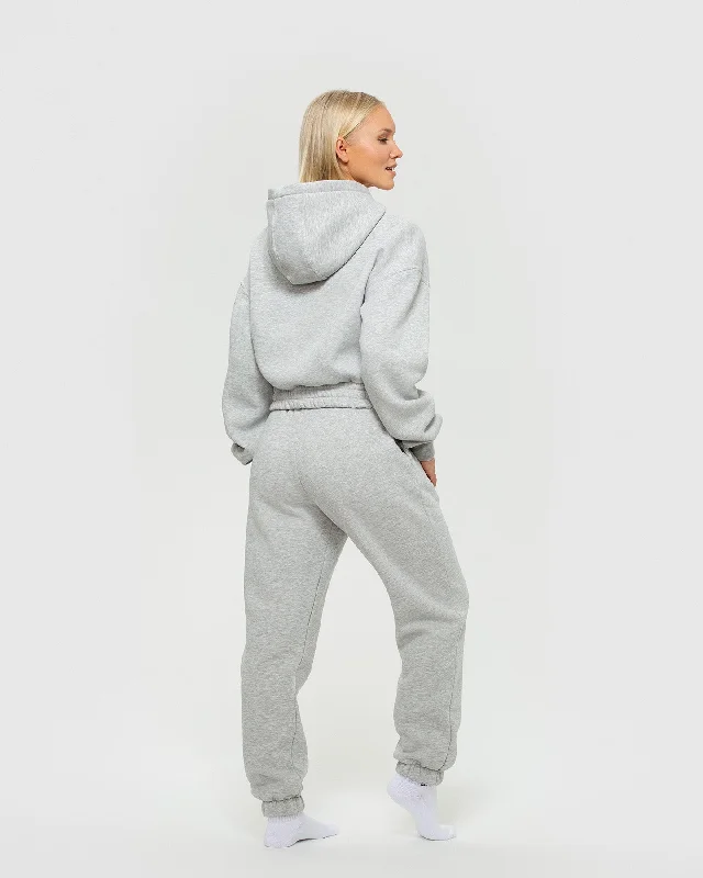 Comfort Cropped Hoodie | Silver Grey Marl