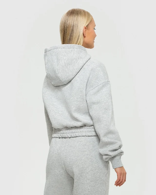 Comfort Cropped Hoodie | Silver Grey Marl