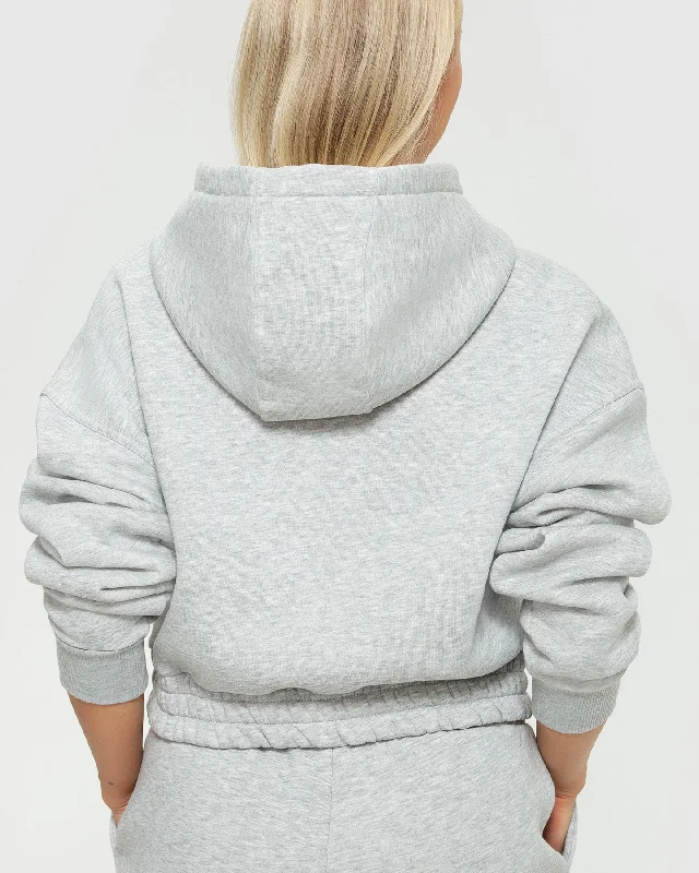 Comfort Cropped Hoodie | Silver Grey Marl