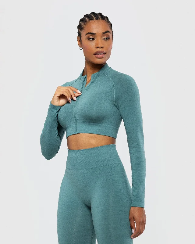 Define Seamless Crop Zip Jacket | Sea Pine