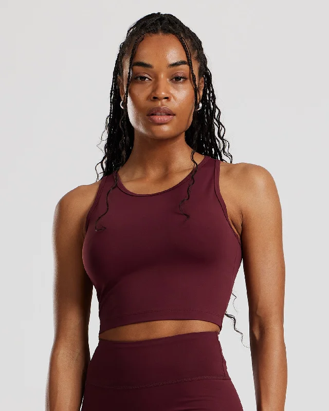 Essential Crop Tank Top | Dark Cherry