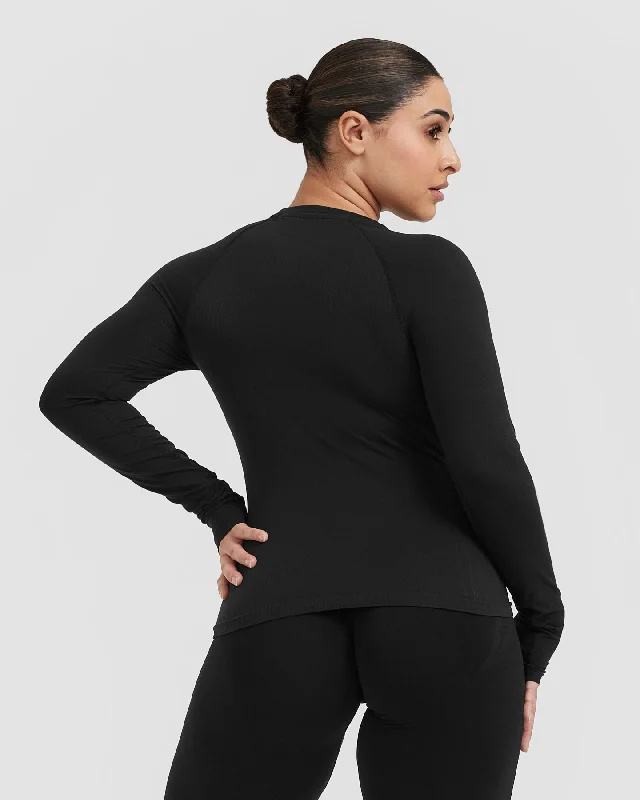 Go To Seamless Fitted Long Sleeve Top | Black