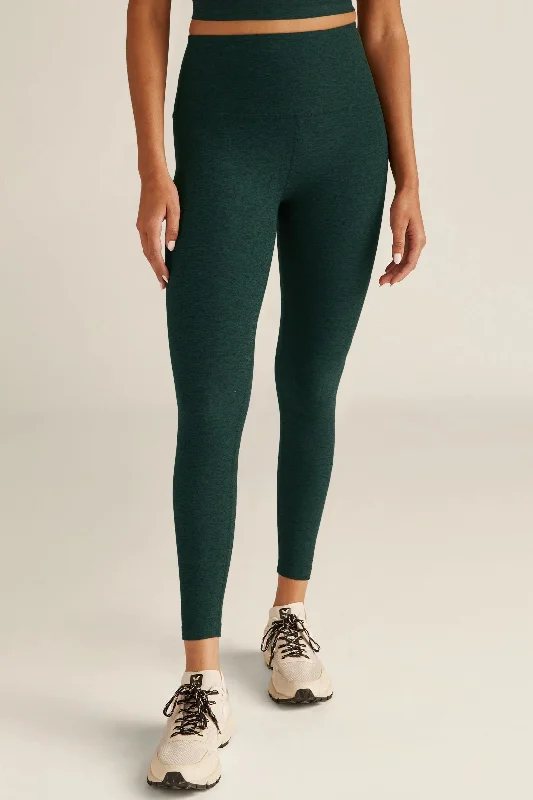 High Waisted Midi Leggings - Midnight Green