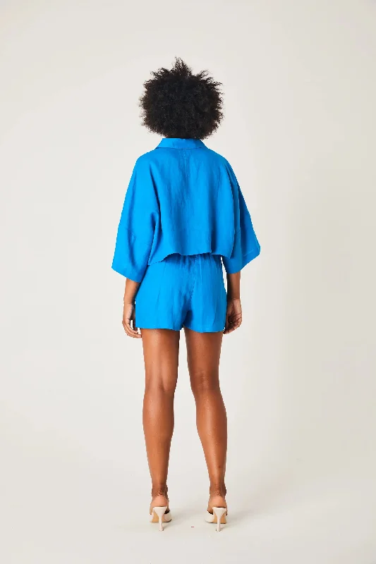 Linen Shorts- Azure