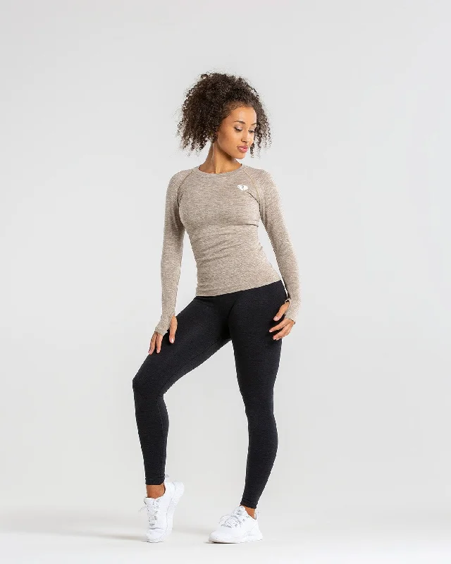 Move Seamless Long Sleeve Top | Brown Grey Marl