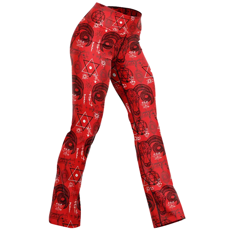 MYSTIC SYMBOLS RED FLARE LEGGINGS