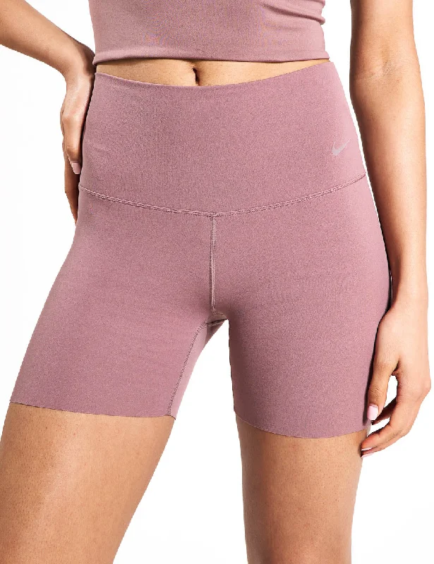 Zenvy High Waisted 5"" Biker Shorts - Smokey Mauve/Black