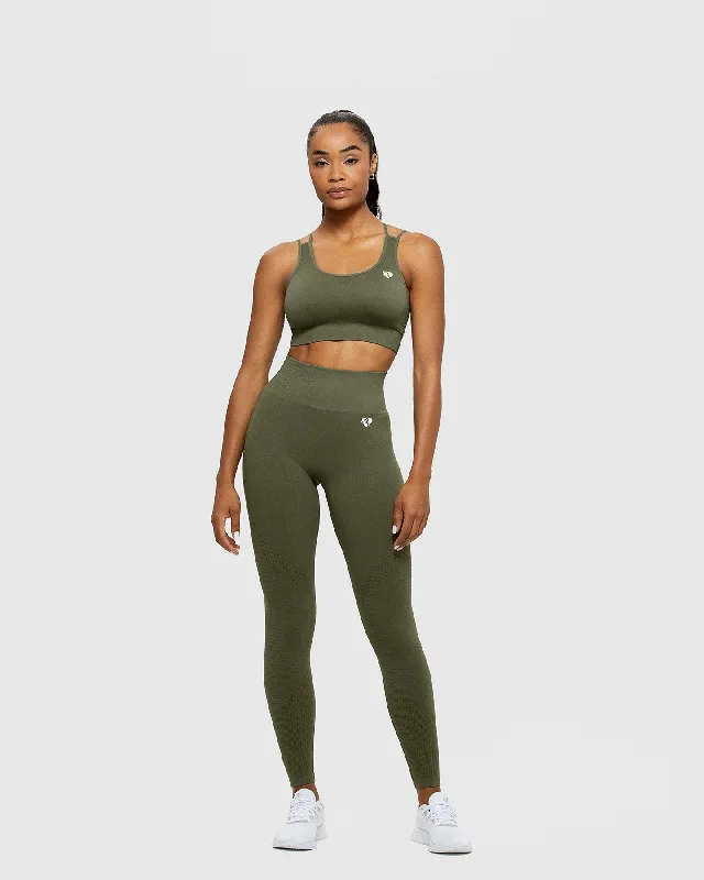 Power Seamless Sports Bra | Khaki