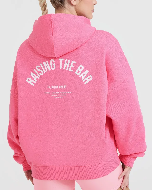 Raising the Bar Graphic Unisex Oversized Hoodie | Peony Pink