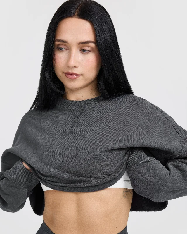 Raw Lounge Crop Sweatshirt | Coal