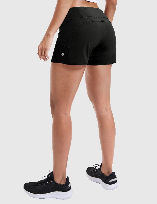 Women's 2 in 1 Running Shorts with Liner Zipper Pocket 3""