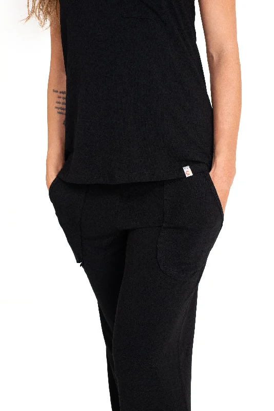 Bora-Bora Comfy Pants, Black, Fleece Viscose