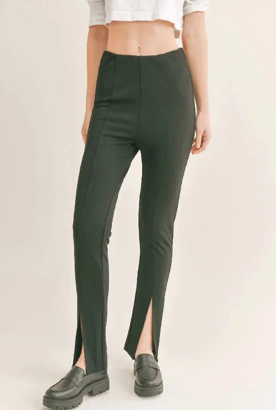 Evening Cocktail Front Slit Leggings In Black