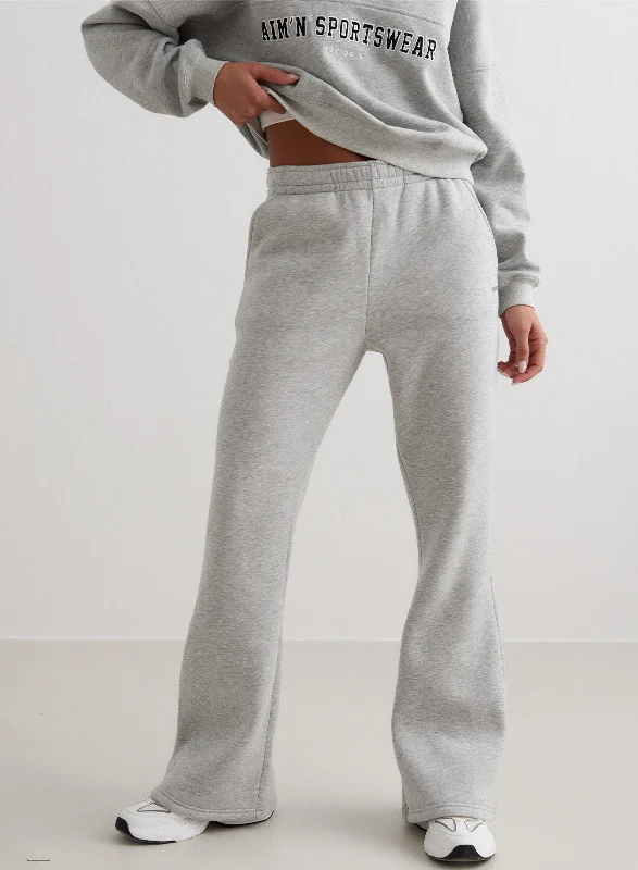 Grey Melange Flare Sweatpants