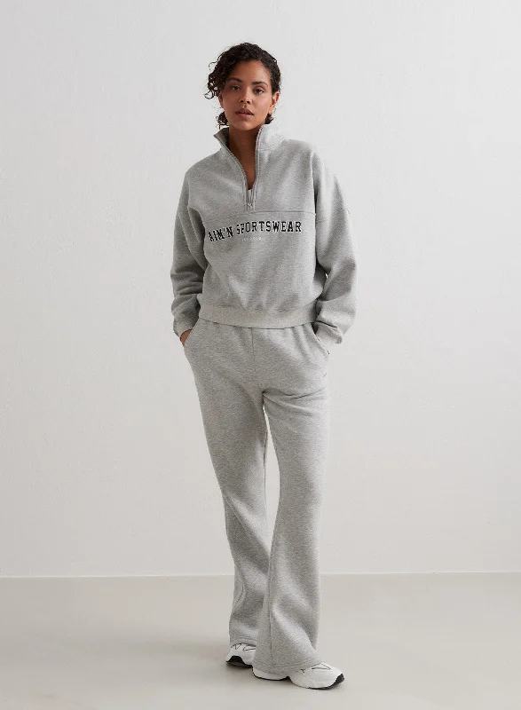 Grey Melange Flare Sweatpants