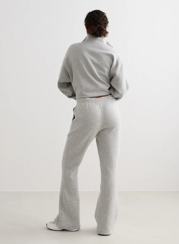 Grey Melange Flare Sweatpants