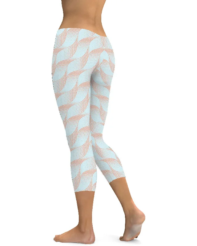 Light Blue & Apricot Wave Capris