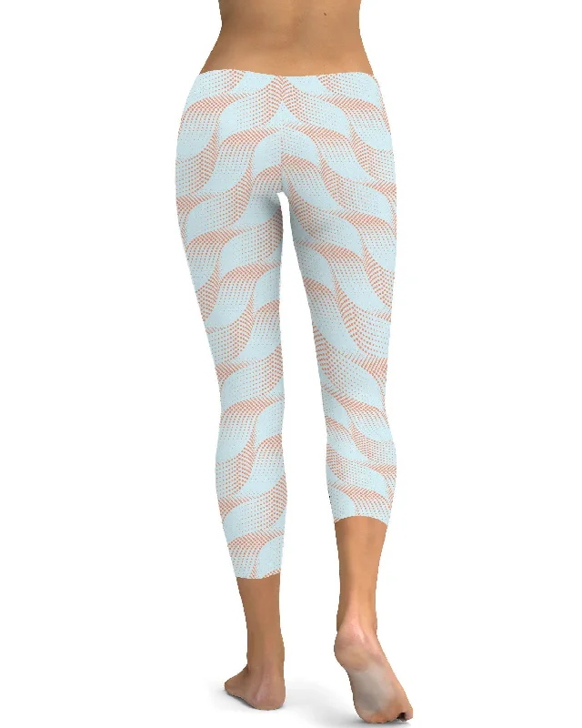 Light Blue & Apricot Wave Capris