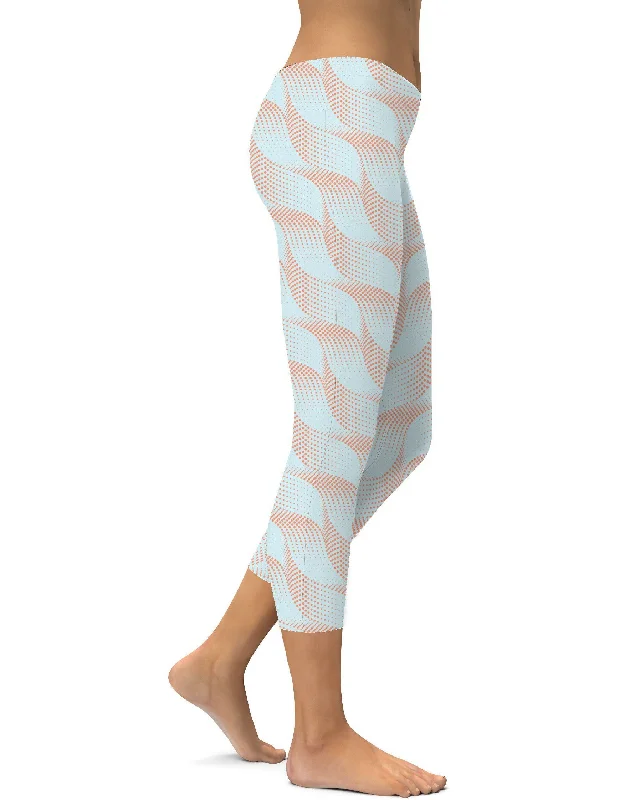 Light Blue & Apricot Wave Capris