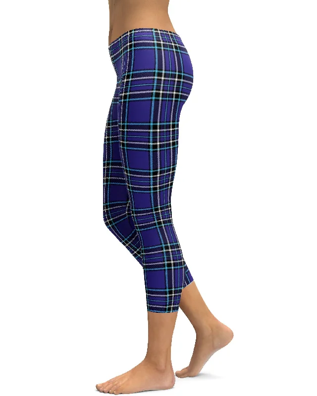 Navy Blue Tartan Capris