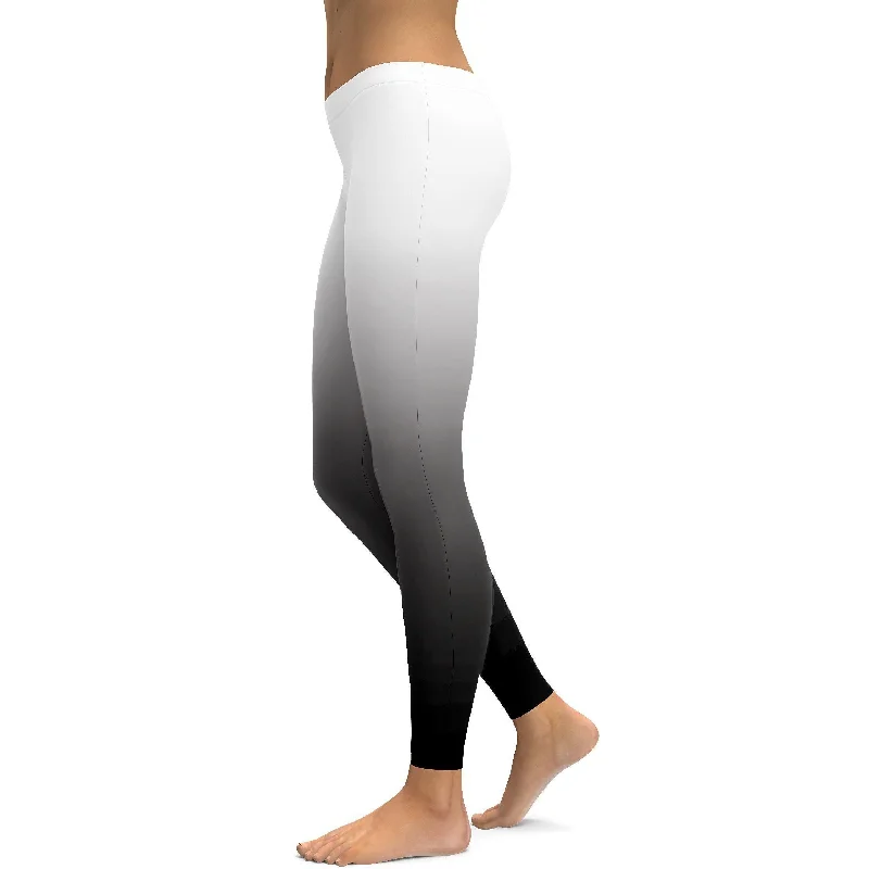 Ombre White to Black Leggings