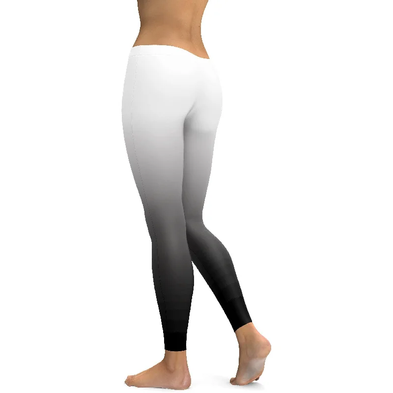 Ombre White to Black Leggings