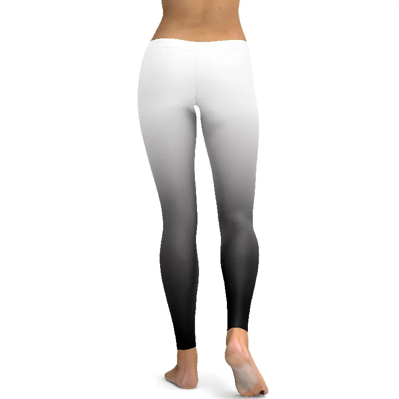 Ombre White to Black Leggings