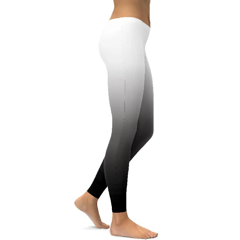 Ombre White to Black Leggings