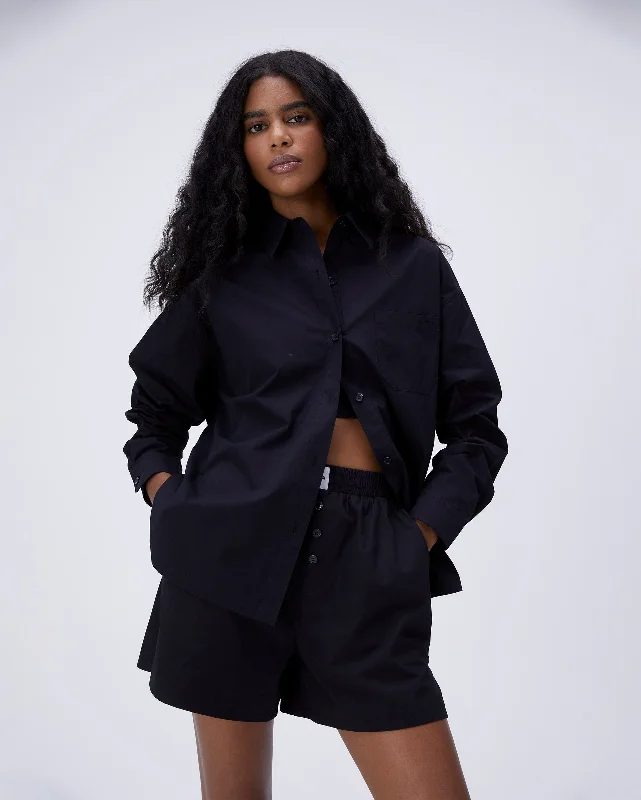 Oversized Poplin Shirt - Black