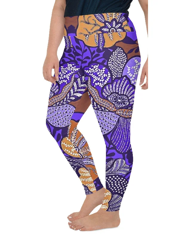 Purple Batik Floral Plus Size Leggings