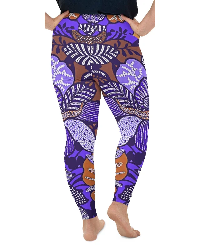 Purple Batik Floral Plus Size Leggings