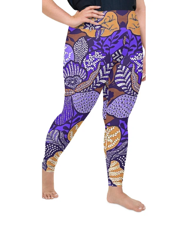 Purple Batik Floral Plus Size Leggings