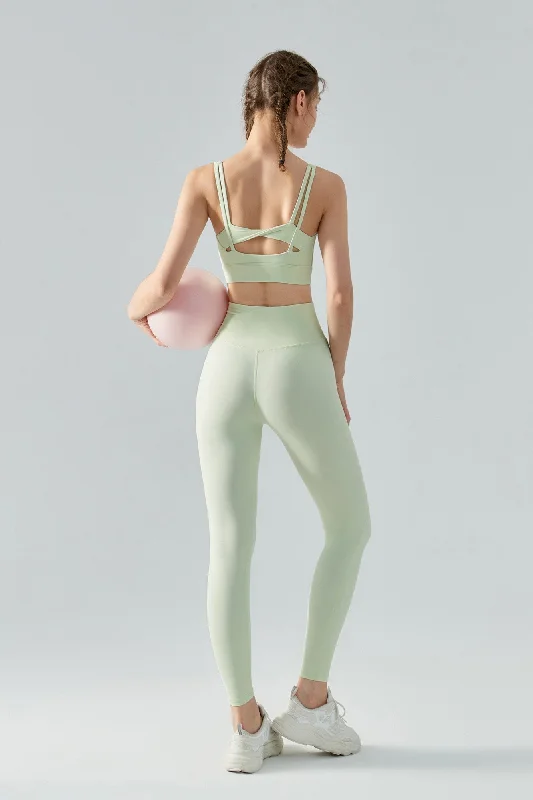 Strappy Twisted Sports Bra & Leggings Activewear Set