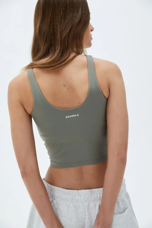 Ultimate Racer Front Scoop Back Bra - Olive Green