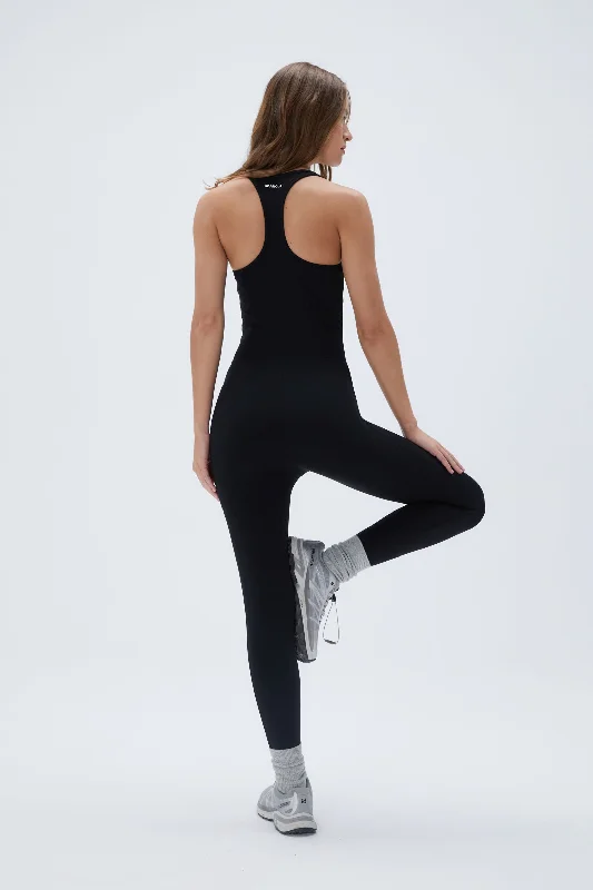 Ultimate Scoop Neck Racer Back Stirrup Unitard - Black