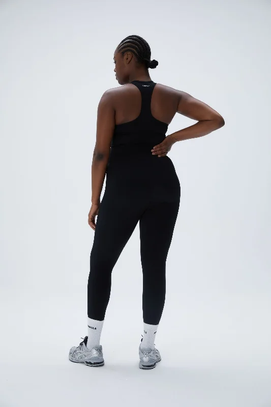 Ultimate Scoop Neck Racer Back Stirrup Unitard - Black