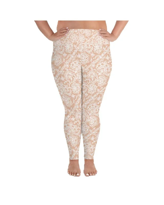 White Faux Lace Plus Size Leggings