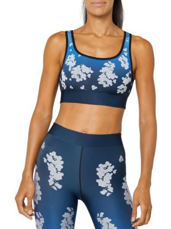 Womens Floral Stretch Sports Bra