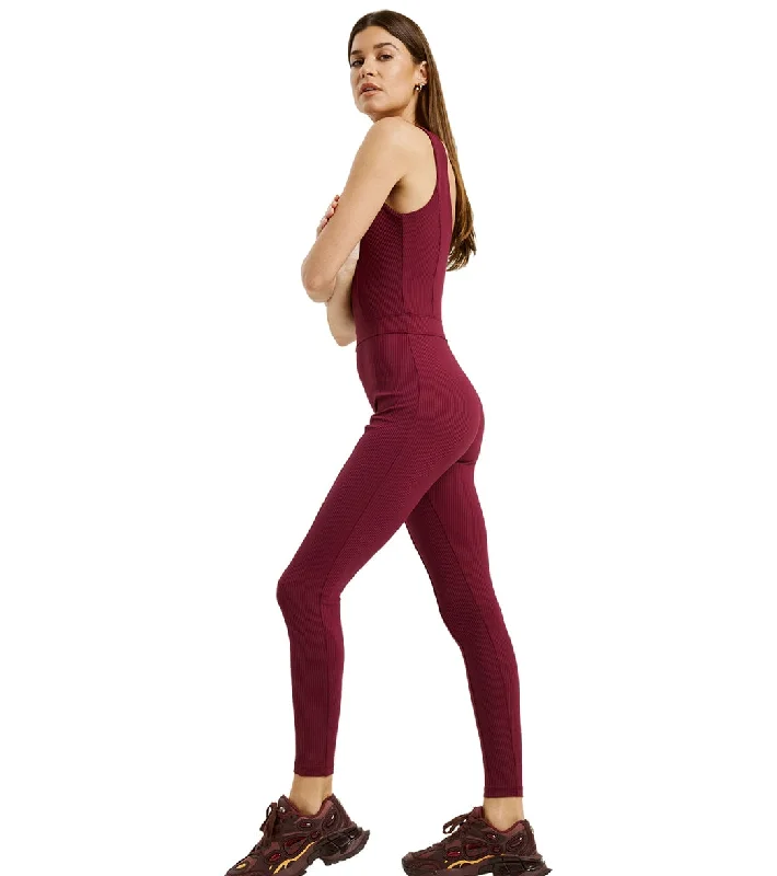 Year of Ours Ribbed Reformer Onesie Dark Cherry